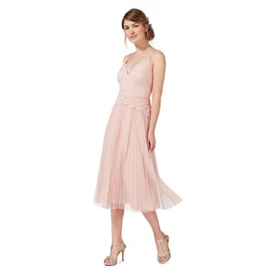 Light pink lace midi dress